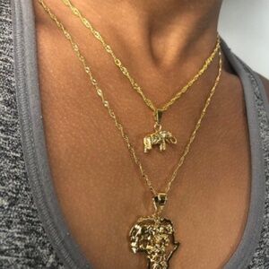 Ephant necklace set , 2 piece 18k